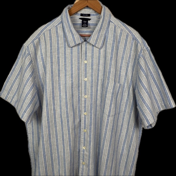 Gap Men Short Sleeve Button Down Shirt 100% Linen Sz XXL Beachy Coastal Breathe - Picture 2 of 10